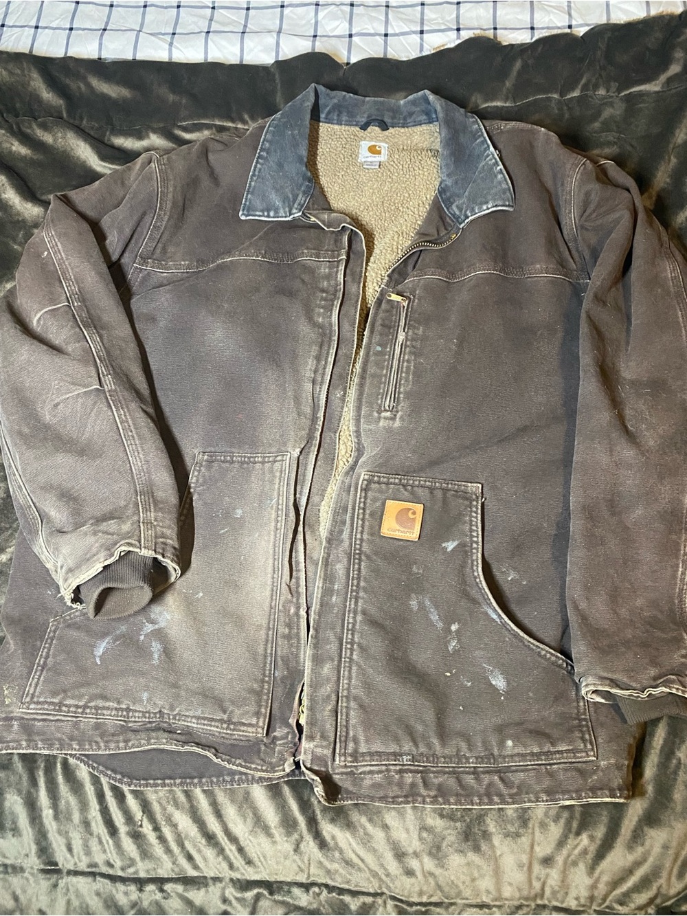 Carhartt Dark Brown Canvas Sherpa-Lined Field Jacket